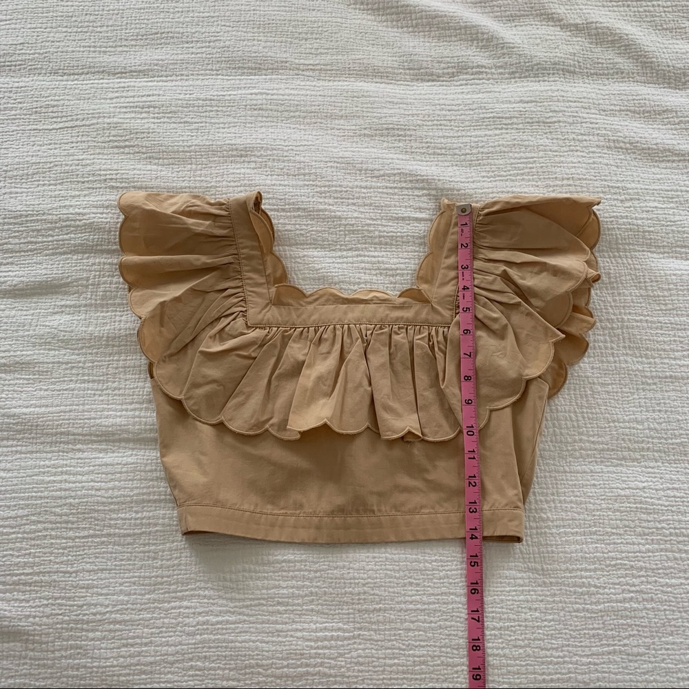 Hunter Bell Kate Ruffle Top Beige Sz 2 - Picture 3 of 7